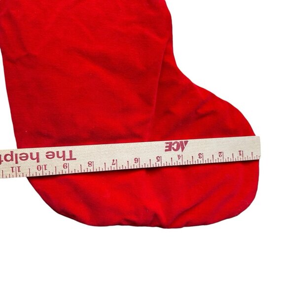 Vintage Christmas Stocking Santa Reindeer Elf Santa 3D Embroidered Rare 11"x 17" - Picture 6 of 8